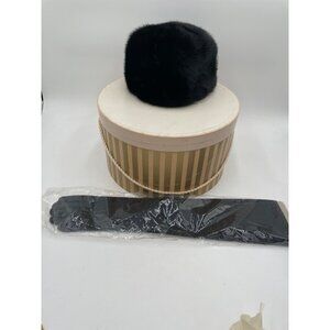 Miss Alice Black Faux Fur Hat Harold Minneapolis Box Pill Box Victorian